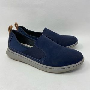 🌎🌎🌎 CLARKS Cloud Steppers 16721, Blue Slip On Loafers, Women’s Size 8.5M EUC